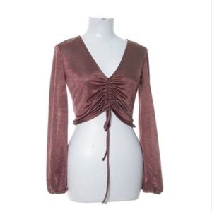 ZARA Drawstring Crop Top Blouse